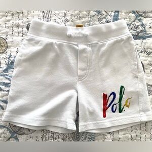 Polo by Ralph Lauren Boys White Sweat Shorts with Multicolor Logo 3T